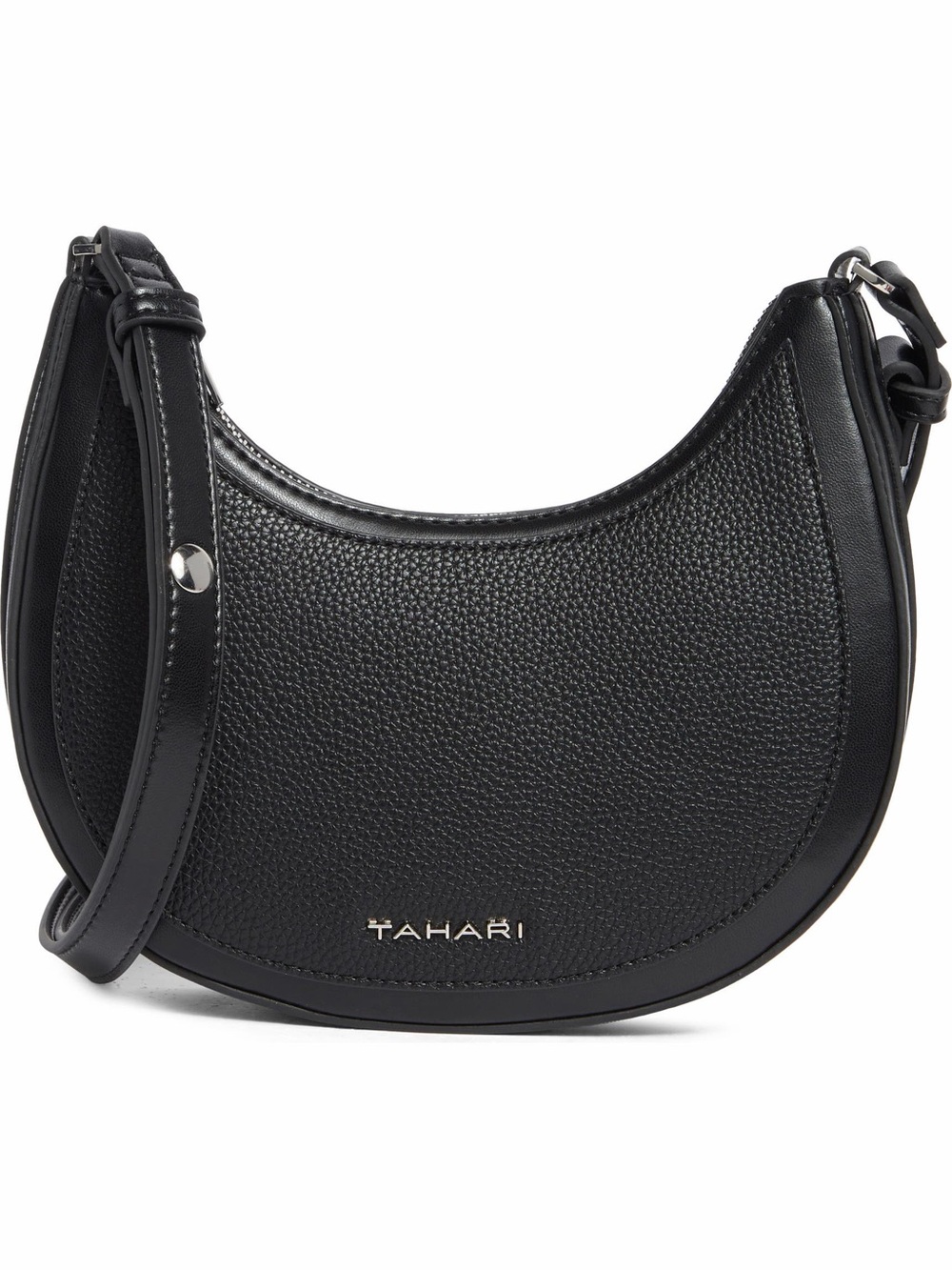 Tahari Black Textured Crescent Shoulder Bag